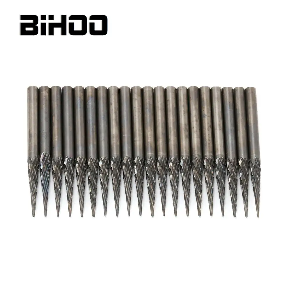 

20pcs 3X3mm Pointed Tungsten Carbide Rotary Burrs Set Tools Accessories Singe Cut Carving Metal or Wood