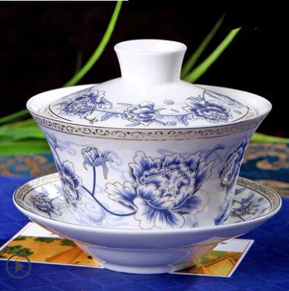 Китайский Sancai Gaiwan голубой и белый фарфоровый чайный набор кунг-фу Tureen керамическая чашка для чая здоровья чашки чая и блюдца мастер чашки - Цвет: 200ml
