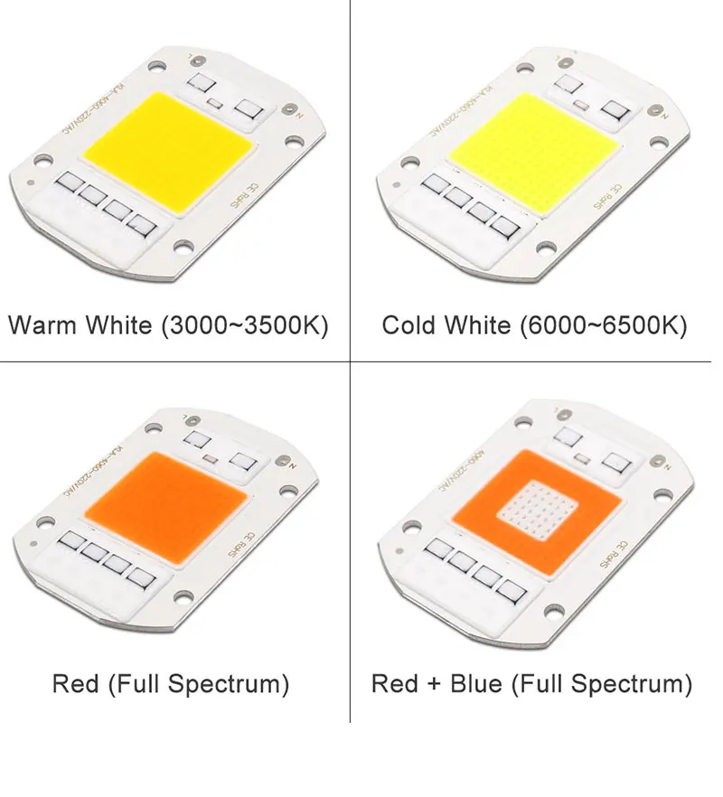Description Picture 3 of itemSolderless Full Spectrum COB LED Grow Lamp 220V 110V AC Driverless Light Chip Red Blue Warm White LEDs for Plant Growing