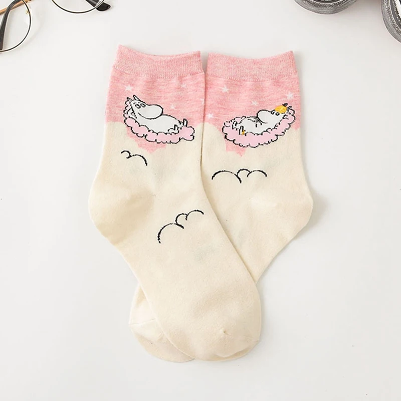 Новые осенние и зимние женские носки Mumin Moomin Бегемот японский мультфильм животных смешная средняя трубка обувь