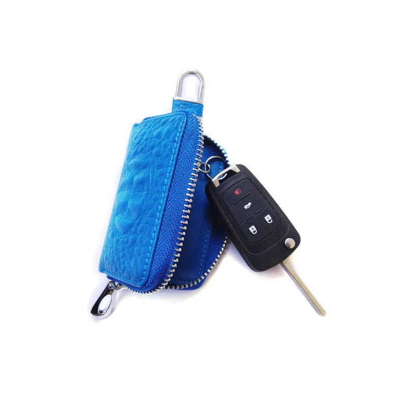 

Square Car Key Bag Alligator Pattern Leather Keychain Men and Women Car Key Case Organizer Keys Holder Zipper Solid Pouch Bag