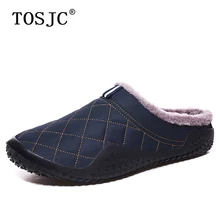 TOSJC мужские короткие плюшевые домашние тапочки зимние теплые домашние сандалии водонепроницаемые мужские уличные Лоферы ручной работы меховая обувь