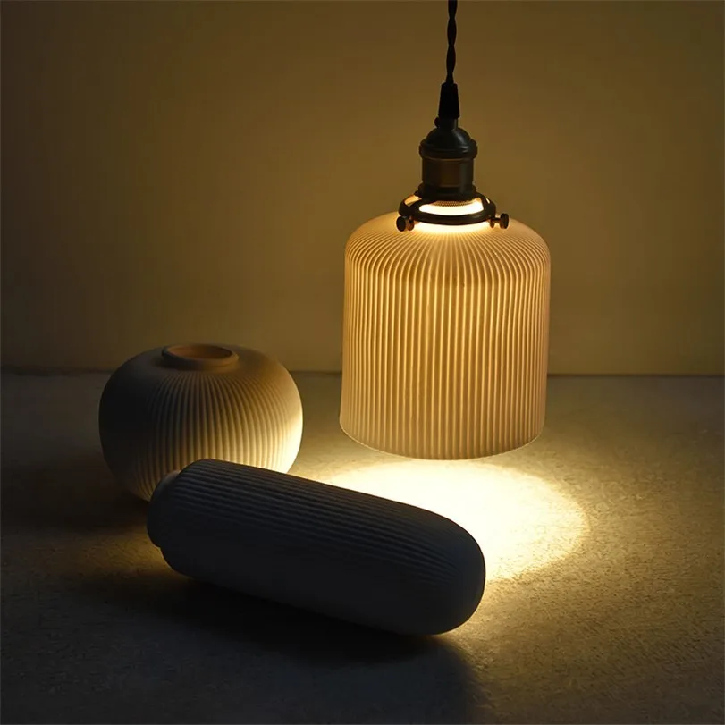 

Handmade White Pleated Ceramic Pendant Lamp Modern Origami Porcelain Bedside Hanging Light Restaurant Hotel Home Dinning Room