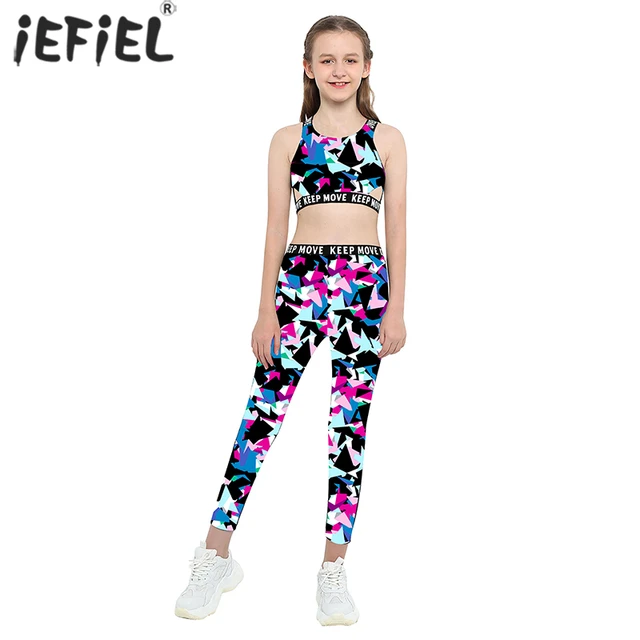 Girls Set Kids Clothes Sports, Crop Top Legging Set Kids