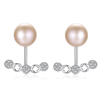 

MetJakt S925 Sterling Silver Freshwater Pearl with AAA Zircon Women's Ear Studs