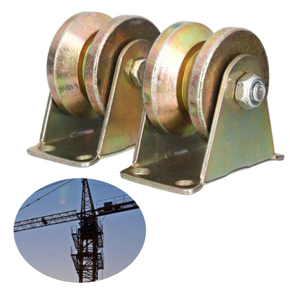 

2PCS Wheel Thicken Durable Portable With Bracket Mini Track Rail Accessories V Type Sliding Gate Roller Replacement Steel