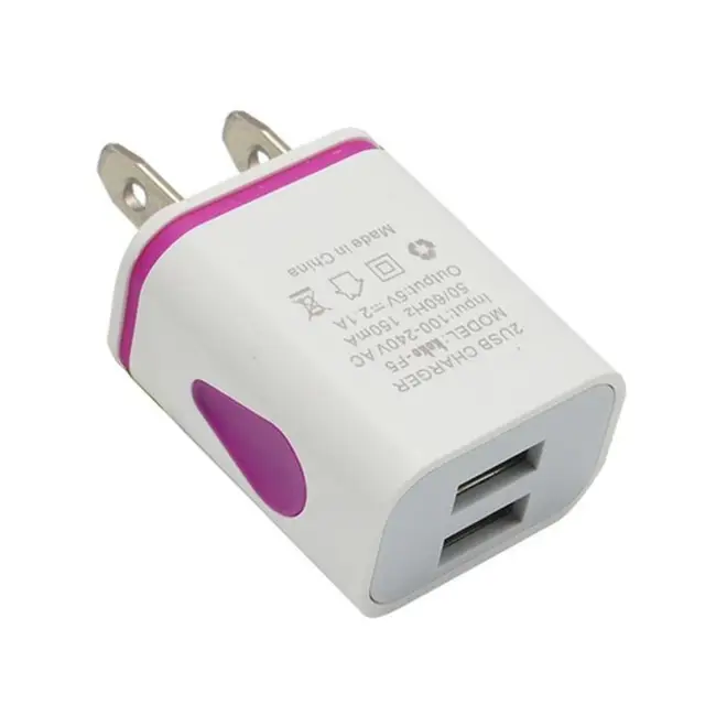 Phone Universal 2.1A 5V LED 2 USB Charger Fast Wall Charging Adapter US/EU Plug USB Charger For iPhone For Samsung For HTC US Plug pink