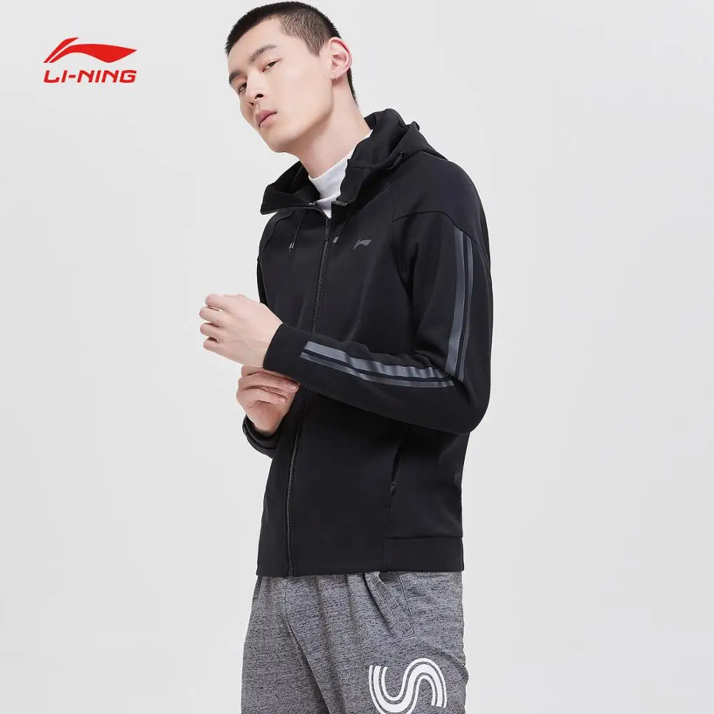 Li-Ning мужская Спортивная толстовка с капюшоном, Стандартная посадка, 63% полиэстер, 37% спандекс, Удобная подкладка, спортивный свитер для фитнеса, AWDP157 CJFM19
