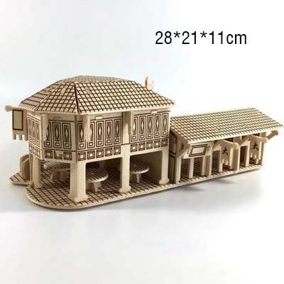 DIY 3D головоломка китайский стиль деревянный домик-избушка модель для детского подарка - Цвет: S