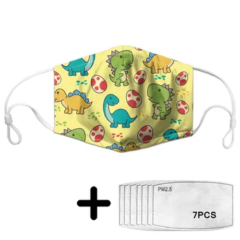 

2020 Kawaii Cartoon Dinosaur Pattern Mouth Face Mask for Kids Boys Girls Cute Protective Masks Students Daily Washable Maschera