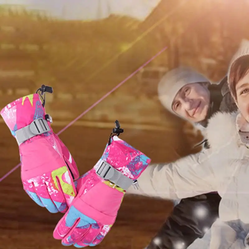 Взрослые дети унисекс Зимние водонепроницаемые плотные теплые перчатки с сенсорным экраном снежные перчатки с камуфляжным принтом для сноуборда лыжные Нескользящие варежки