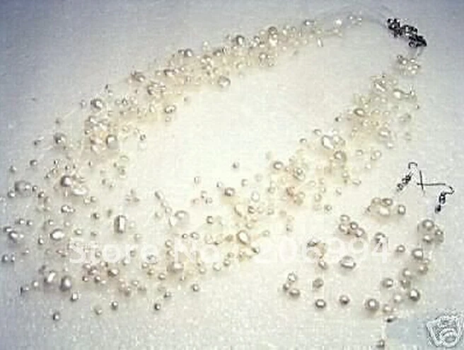 921+wholesale Choker White Pearl Necklace Earrings Set