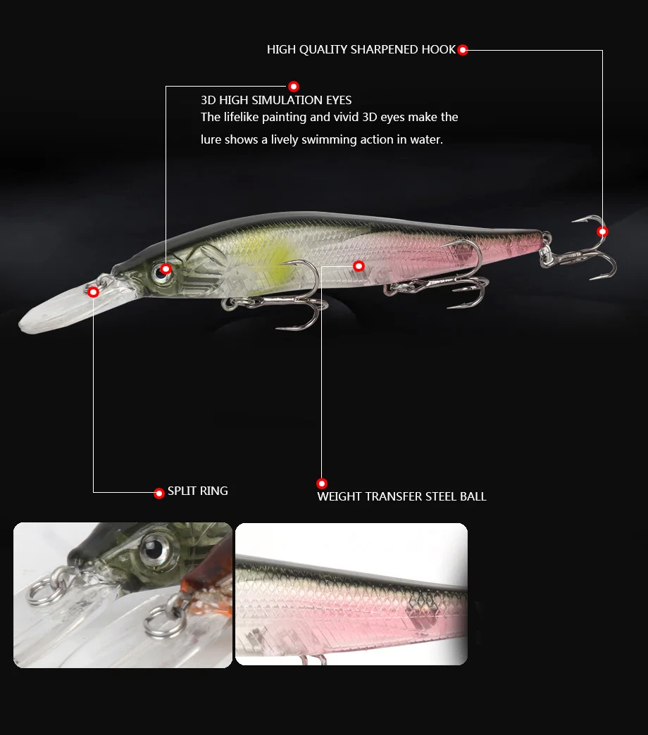 1 шт. блесна рыболовные приманки 13,5 см 15,5 г Профессиональные приостанавливающие воблеры Джеркбейт 3D реалистичные глаза бас приманка для щуки приманка Pesca