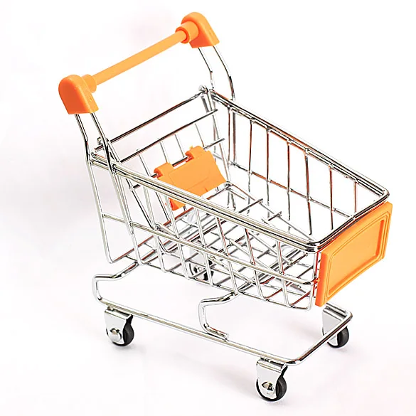ORANGE 1 шт. мини-тележка из супермаркета для хранения, тележка для покупок, режим для гостиной, держатель для телефона, игрушка для хранения - Цвет: ORANGE