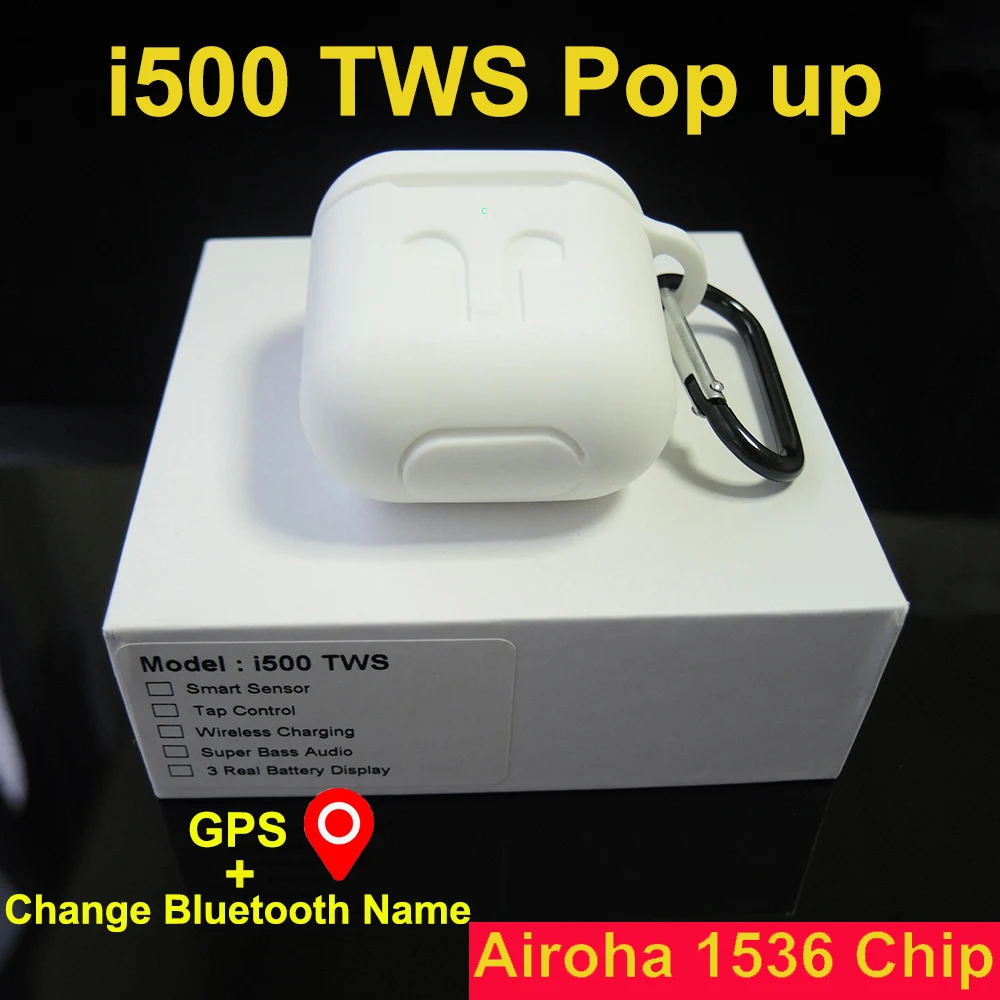 

i500 TWS Aire 2 Pop-up Replica Earbuds Bluetooth Wireless Earphones Smart Sensor GPS Location for IOS i500tws PK i1000 i9000 TWS