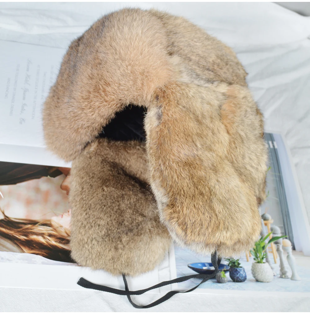 Мужская Новая русская зимняя шапка-бомбер с натуральным кроличьим мехом, супер теплая шапка из натурального кроличьего меха, мужская шапка с натуральным кроличьим мехом