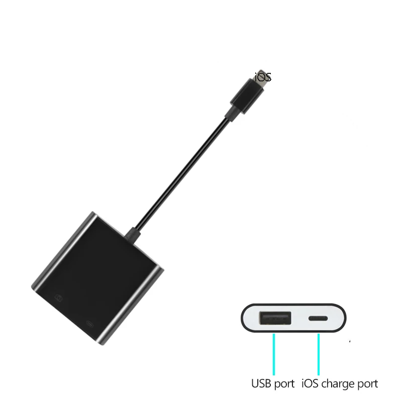 Black OTG USB адаптер для камеры для lightning ios 13 пианино MIDI клавиатура разъем с зарядным портом для iphone iPad - Цвет: Black
