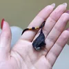 Natural Black Tourmaline Retro Raw Gemstone Pendant Crystal Hand-Woven Jet Stone Ore Radiation Protection Stone Craft 1