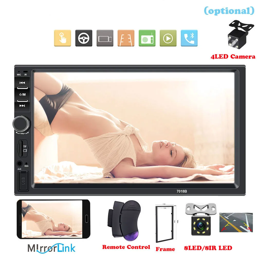 

Radio Car 2 Din Car Stereo 7" Touch Screen Central Multimidia Para Carro Aux In Rear View Camera Autoradio MP5 Car Player 7018B