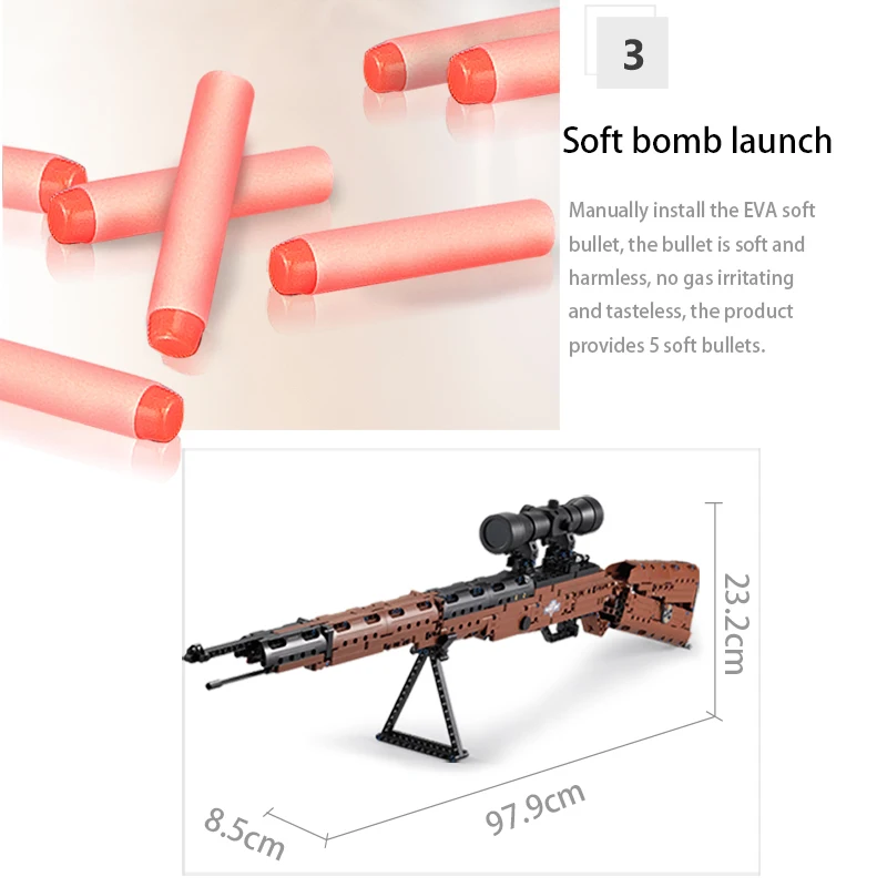 US $52.37 Swat Military Ww2 Weapon 98k Desert Eagle Submachine Models Building Blocks Compatible For Pistol Gun Blocks Toys