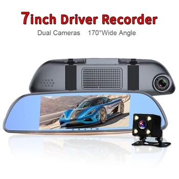 

7 Inch Full HD Touch Screen DVR 1080P Front Camera Rearview Bule Mirror Motion Packing Monitoring Photo Vedio Recorder