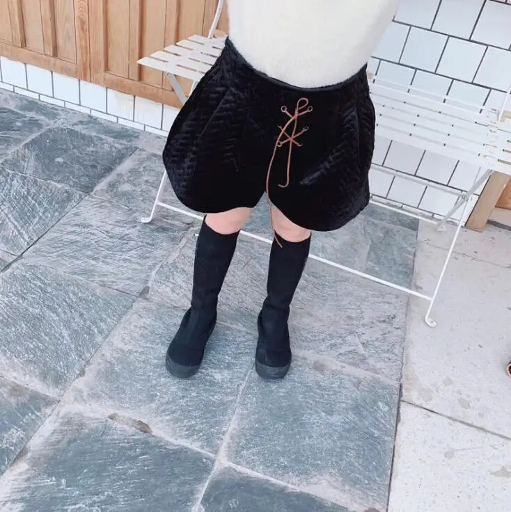 new wholesale girls velvet shorts bow thicken winter fashion girls shorts 2-7t HH577