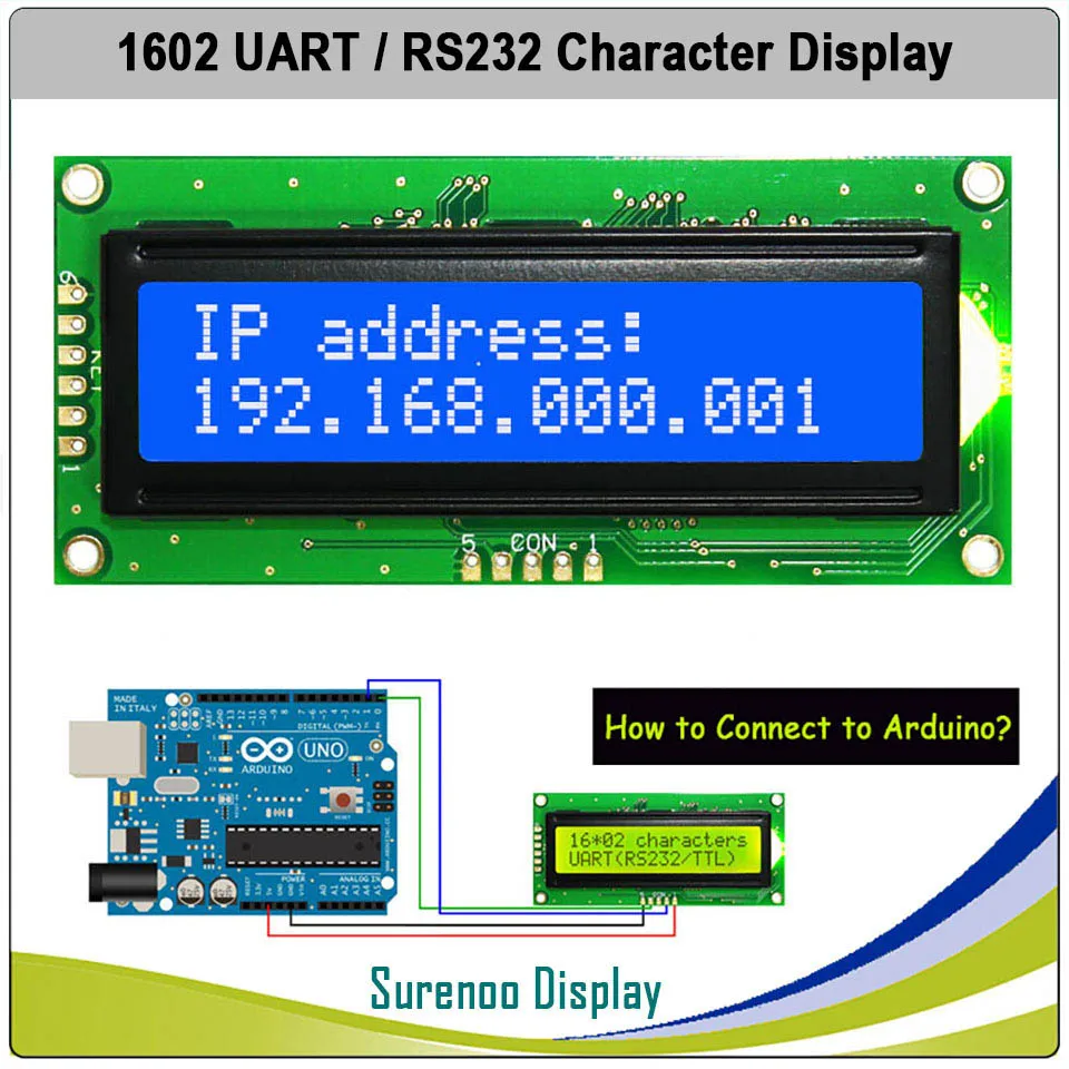 КМОП UART RS232 Серия 1602 162 16х2 символ ЖК модуль дисплей LCM для Arduino поддержка
