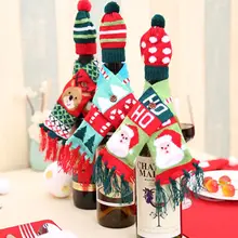 Рождественская бутылка вина покрывает вино шарф для бутылки Сумки Праздник столовой праздничные украшения Декор для кухни, упаковка из 3