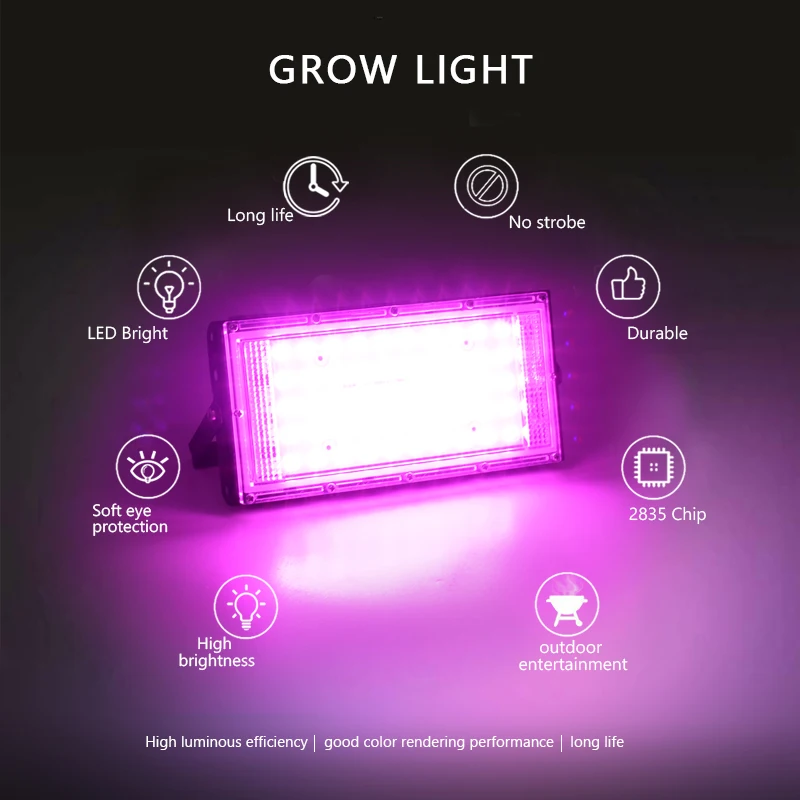 LED Grow Lamp 50W 100W 150W AC 220V Full Spectrum Flood Light Reflector Greenhouse Hydroponic Floodlight Phyto Flower Lamp