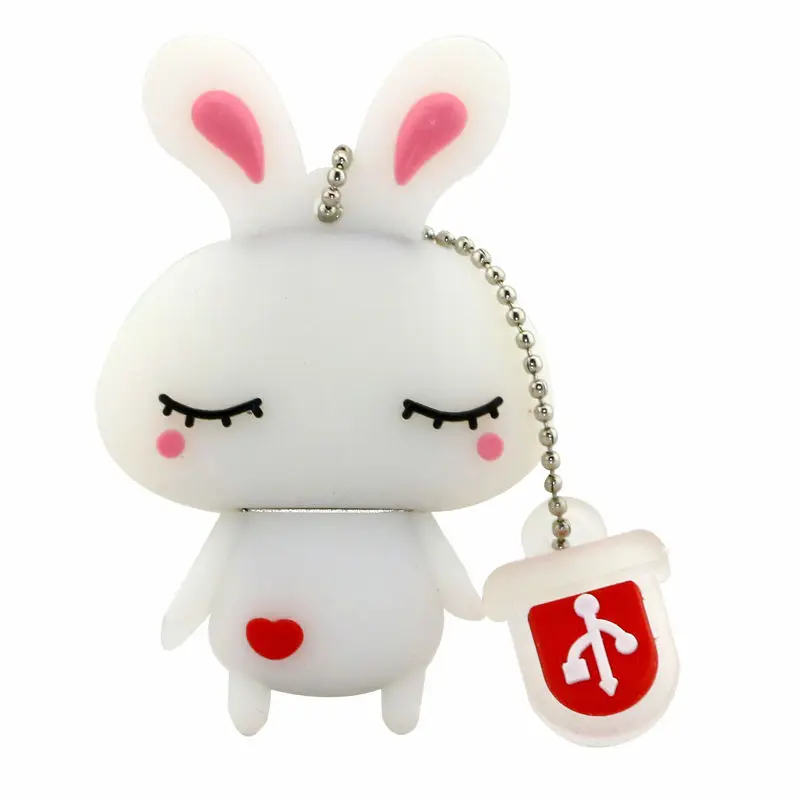 USB флеш-накопитель с милым животным Кроликом, 4 ГБ, 8 ГБ, 16 ГБ, USB флешка, внешний накопитель, ручка с кроликом, подарочная - Цвет: 03 White