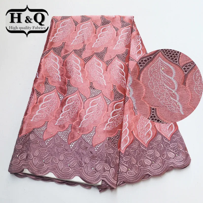 

Hot Sale Swiss Voile Lace African Lace Fabric with Stones 5 Yards High Quality 100% Cotton Embroidered Lace Fabric For Clothing