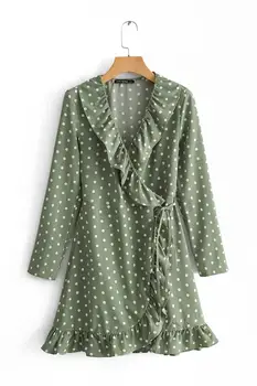 

2020 New Fashion Brand Women Dress Casual Summer Full Cascading Ruffle Above Knee, Mini Geometric V-neck Empire Regular