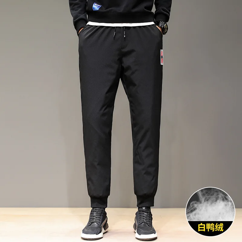 

Men Winter Down Pant 90% White Duck Down Filling Male Thicken Windproof Warm Outdoor Trekking Camping Trekking Climbing Trousers