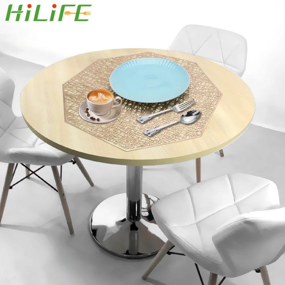 HILIFE обеденный Настольный коврик из ПВХ дисковые подушечки для чаши восьмиугольная полый водонепроницаемый нескользящий тканый подстилка под тарелку тепловой изоляцией настольные коврики