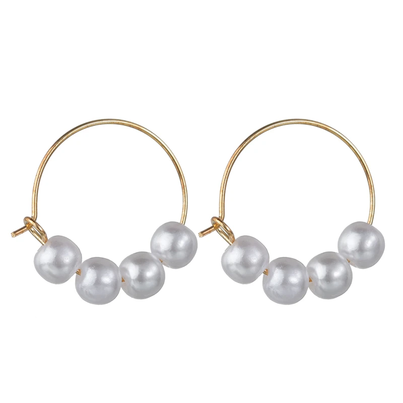 

Bohemian Gold Imitation Pearls Beaded Earrings 2019 New Vintage Colored Stone Handmade Christmas Drop Earrings Geometric Jewelry