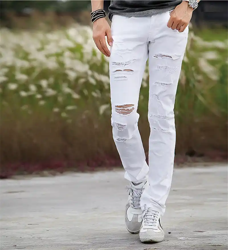 white ripped pants mens