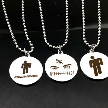 

Billie Eilish Pendant Round Strand Chain Stainless Steel Necklace Hip Hop Men Women Necklace 20pcs/lot