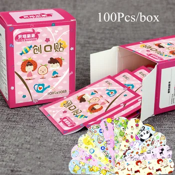 

100PC Hemostatic Adhesive Bandages Breathable Cute Cartoon Band Aid Waterproof First Aid Emergency Kit for Kids Adhesive Bandage