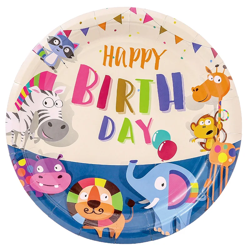 8 шт./партия, прекрасная 9 дюймовая бумажная тарелка для праздника, космическая тарелка для дня рождения, свадьбы, вечеринки, украшения для вечеринки - Цвет: animals