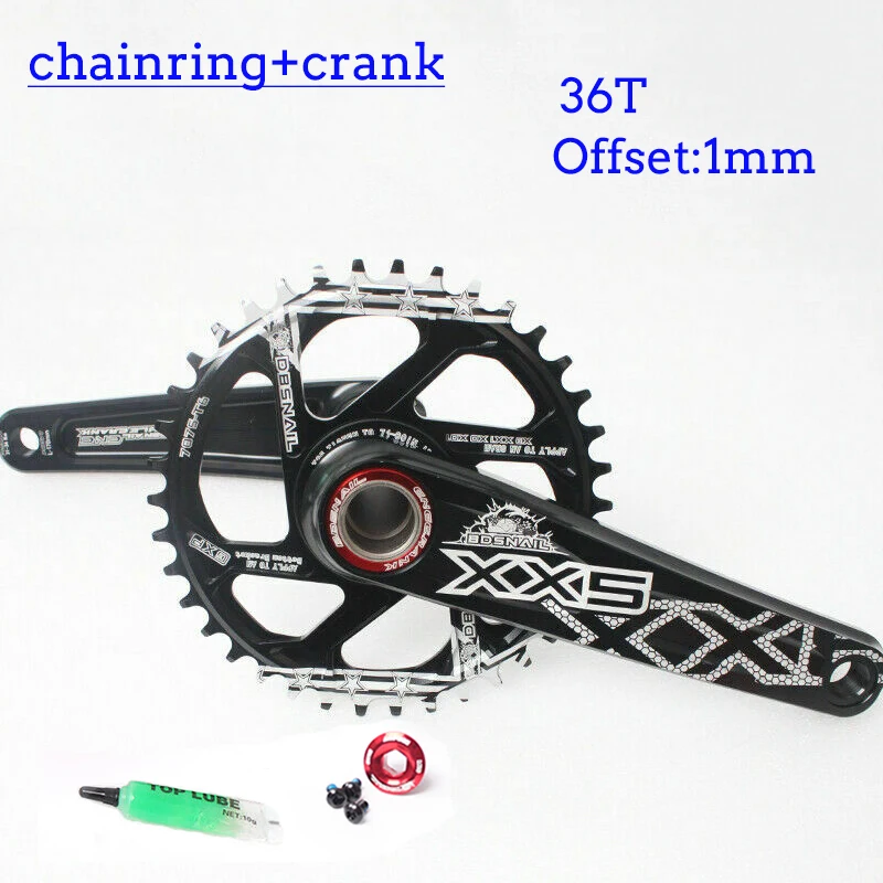 crankset 36t black BDSNAIL узкая широкая цепь MTB GXP 170 мм Кривошип дорожный велосипед горный велосипед 34-40T Fit GXP XX1 X9 XO X01 шатун Смещение 1 мм - Цвет: crankset 36t black
