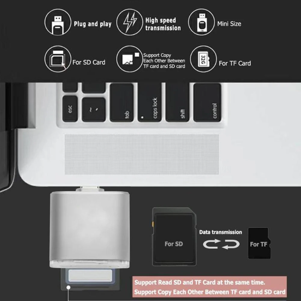 Алюминиевый сплав USB Портативный высокоскоростной Быстрый Трансмиссия Plug And Play легкий тип-c OTG 2 в 1 Стабильный кард-ридер TF/