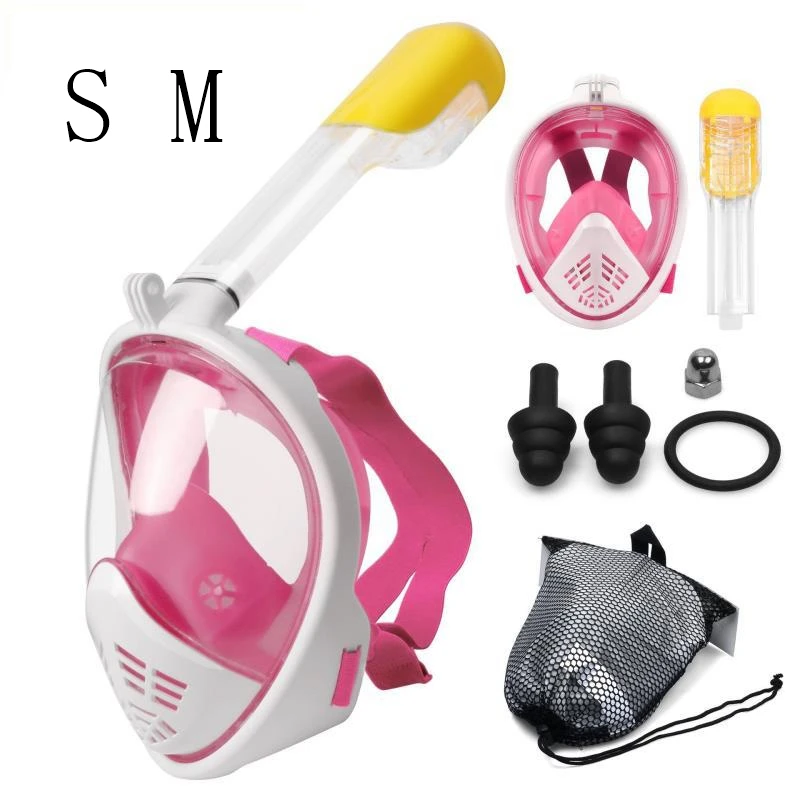 Pink S M Подводная дышащая маска для подводного плавания, арочная поверхность, противотуманная маска для подводного плавания - Цвет: Pink S M