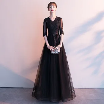 

Banquet Long Gowns Womens Wedding Party Dress V-Neck Floor-Length Evening Cheongsam Elegant Slim Qipao Retro Vestido XS-XXXL