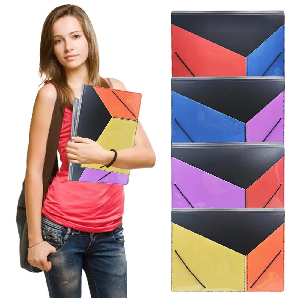 

Multi-color File Folder 13 Pockets Document Organizer Accordion A4 Size Expanding Wallet Stand For Business Office Study Home
