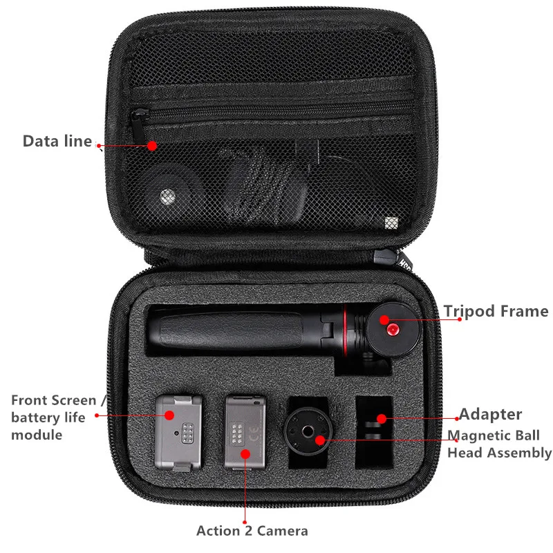 Action Camera Accessories Portable Storage Bag Anti-drop Handbag Shockproof Travel Protective Shell For DJI Action 2