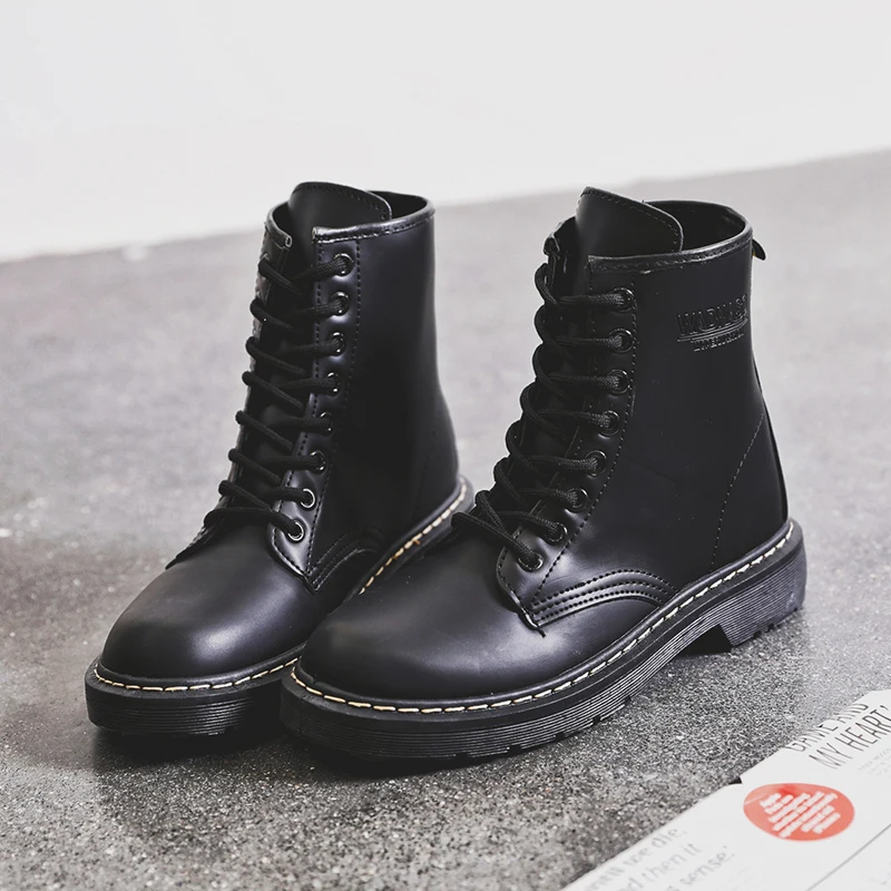 Женские зимние ботинки; Botas mujer; женские Ботинки martin из натуральной кожи; модная зимняя теплая обувь; женские мотоциклетные ботильоны