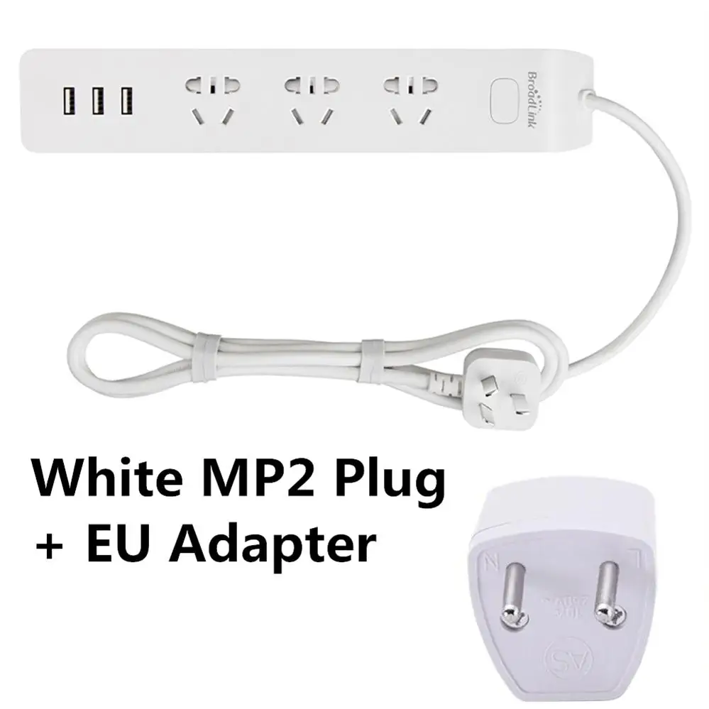 Broadlink умная розетка Умный дом wifi силовая полоса USB розетка MP2 AU UK US EU адаптер 4G приложение дистанционное управление Быстрая зарядка - Комплект: White EU Adapter