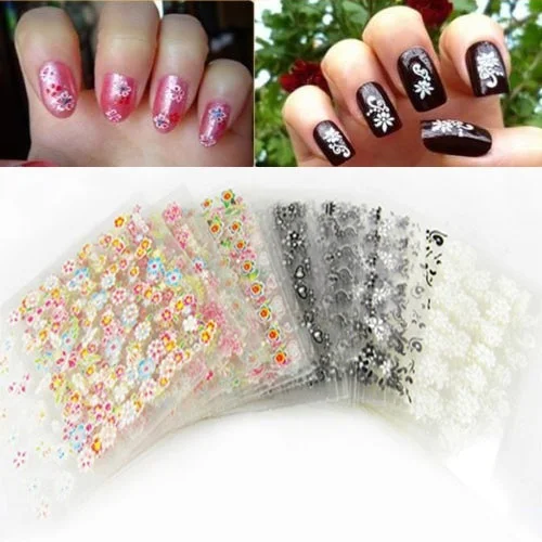 Стикеры 3D на ногти Nail Art миколор форма цветок Маникюр Наклейка