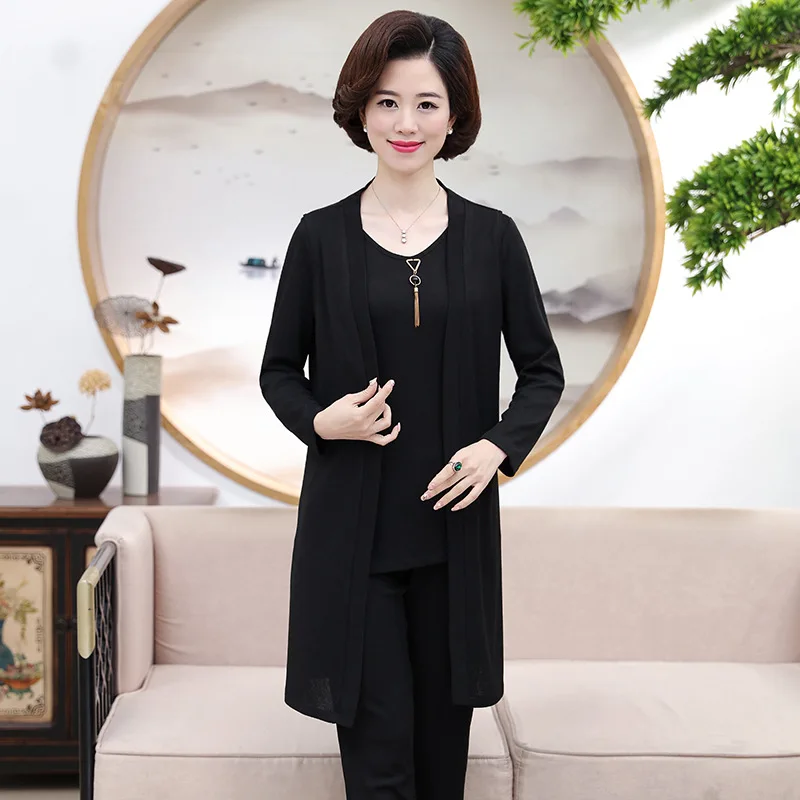 

Middle-aged WOMEN'S Apparels Spring Clothing Elegant Three-piece Set Middle-aged WOMEN'S Coat Mom Spring And Autumn Tops Clothin