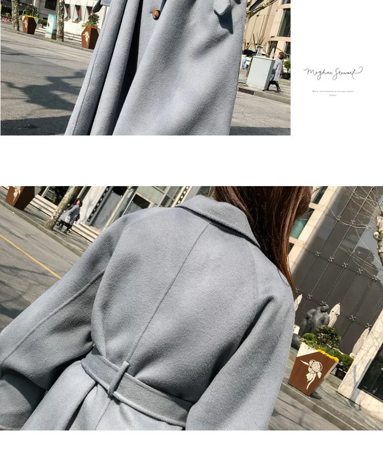 Шерстяное Женское пальто средней длины в Корейском стиле, осень и зима, стиль, шерстяная ткань, Короткая Талия, облегающая шерсть